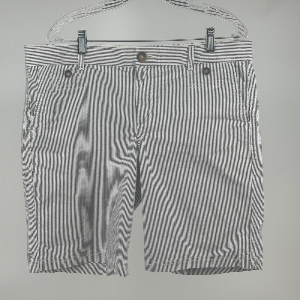 Dockers Women’s Pinstripe Bermuda Shorts - White & Navy